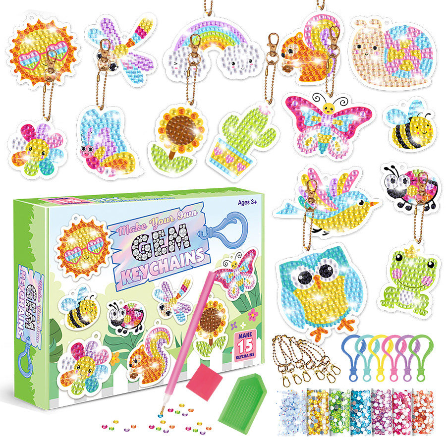 Wholesale Plastic 5d Diamond Painting Kids Keychain